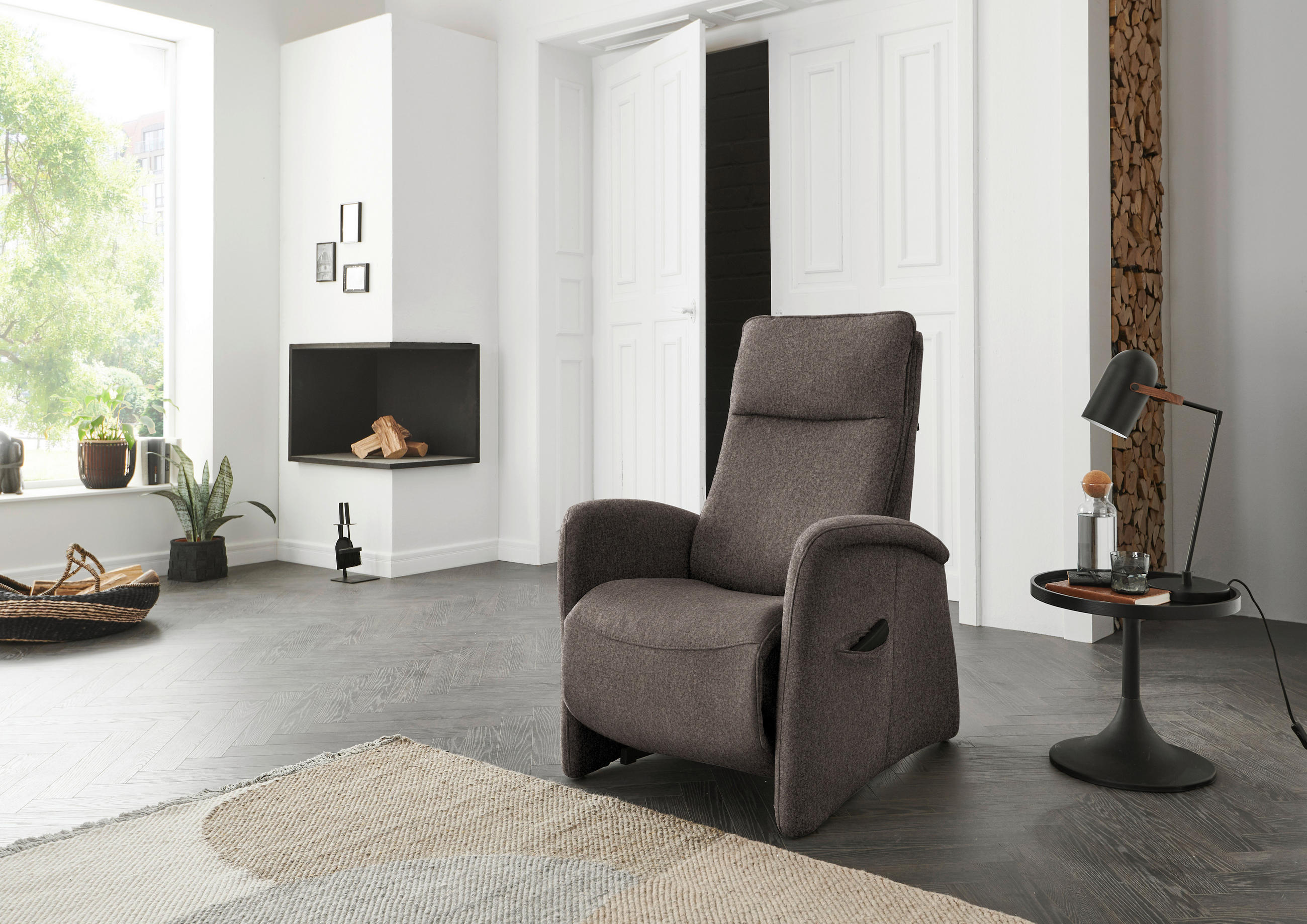 FERNSEHSESSEL in Chenille Graubraun  - Graubraun, KONVENTIONELL, Kunststoff/Textil (79-83/108/87cm) - Valdera