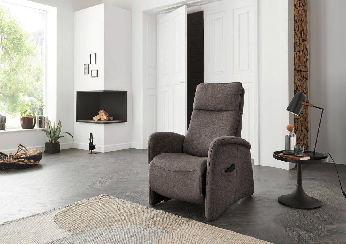FERNSEHSESSEL in Chenille Graubraun  - Graubraun, Konventionell, Kunststoff/Textil (79-83/108/87cm) - Valdera