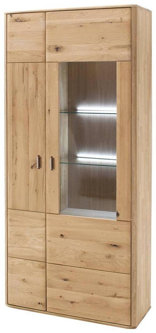 VITRINSKÅP i massiv rustik ek ekfärgad - ekfärgad, Design, metall/trä (96/208/38cm) - Livetastic