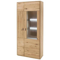 VITRINE in massiv Balkeneiche Eichefarben  - Eichefarben, Design, Glas/Holz (96/208/38cm) - Livetastic