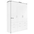 DREHTÜRENSCHRANK 136/197/54 cm 3-türig  - Weiß Hochglanz/Alufarben, KONVENTIONELL, Holzwerkstoff/Kunststoff (136/197/54cm) - Carryhome