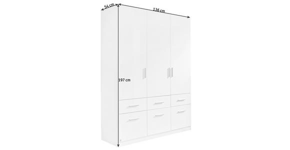 DREHTÜRENSCHRANK 136/197/54 cm 3-türig Weiß, Weiß Hochglanz - Weiß Hochglanz/Alufarben, Design, Holzwerkstoff/Kunststoff (136/197/54cm) - Carryhome