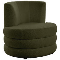 DESIGNSESSEL in Flachgewebe, Teddystoff Olivgrün  - Edelstahlfarben/Olivgrün, Trend, Textil/Metall (90/82/85cm) - Livetastic