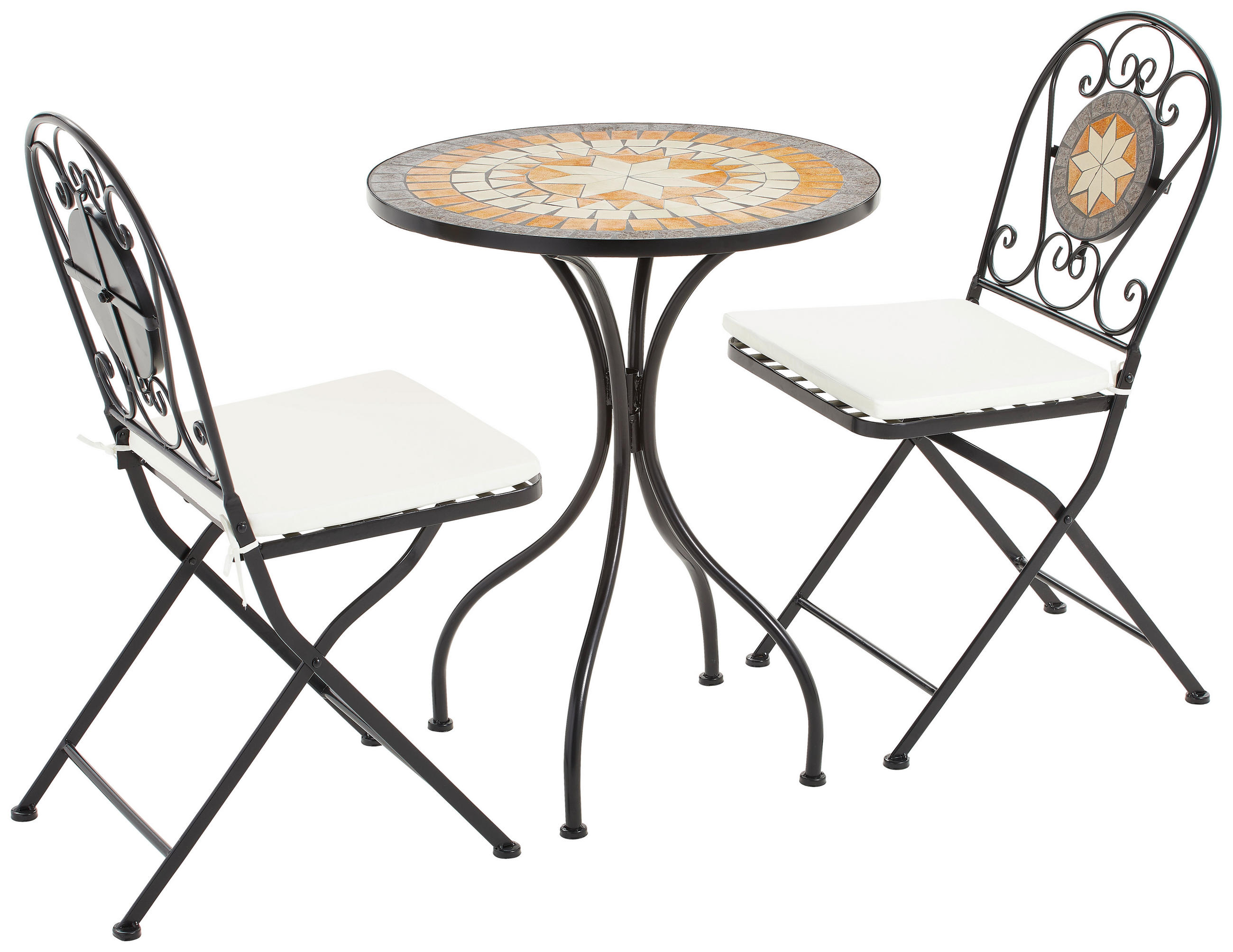 BALKONSET 3-teilig - Multicolor/Schwarz, MODERN, Textil/Stein (60/42/70/88/60/53cm) - Ambia Garden