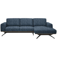 ECKSOFA in Struktur Blau  262/157 cm  - Blau/Schwarz, Design, Textil/Metall (262/157cm) - Novel