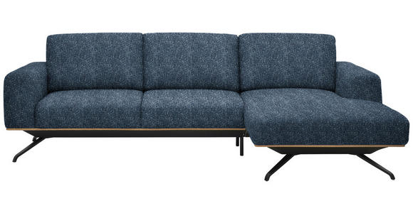 ECKSOFA  in Struktur Blau  262/157 cm  - Blau/Schwarz, Design, Textil/Metall (262/157cm) - Novel