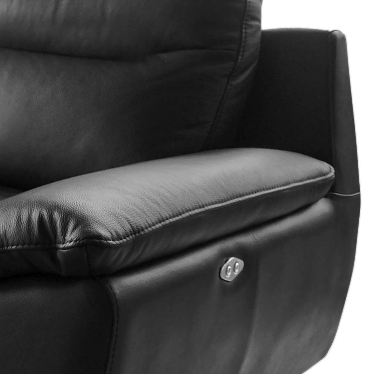 2-SITZER-SOFA 178/95/96 cm PERLE in Echtleder Schwarz   - Chromfarben/Schwarz, Design, Leder/Metall (178/95/96cm) - Livetastic