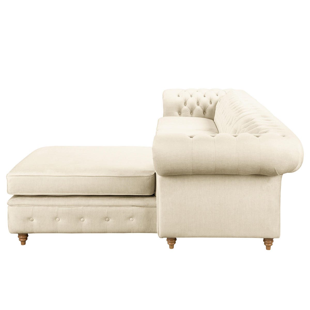 ECKSOFA Mikrofaser Creme  - Creme/Braun, Design, Holz/Textil (284/182cm) - P & B