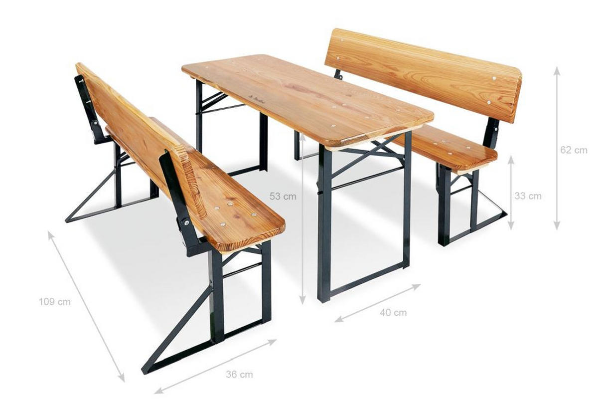 KINDERSITZGRUPPE Sepp mit Lehne, 3-tlg.  - Dunkelgrün/Naturfarben, Basics, Holz/Metall (109/40/53cm) - Pinolino