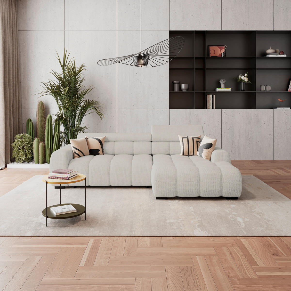 HÖRNSOFFA i vävt tyg sandfärgad  - beige/sandfärgad, Trend, textil/plast (285/168cm) - Livetastic