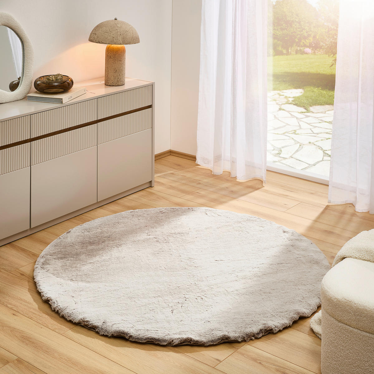 HOCHFLORTEPPICH 160 cm Braun, Weiß  - Braun/Weiß, Basics, Textil (160cm) - Novel