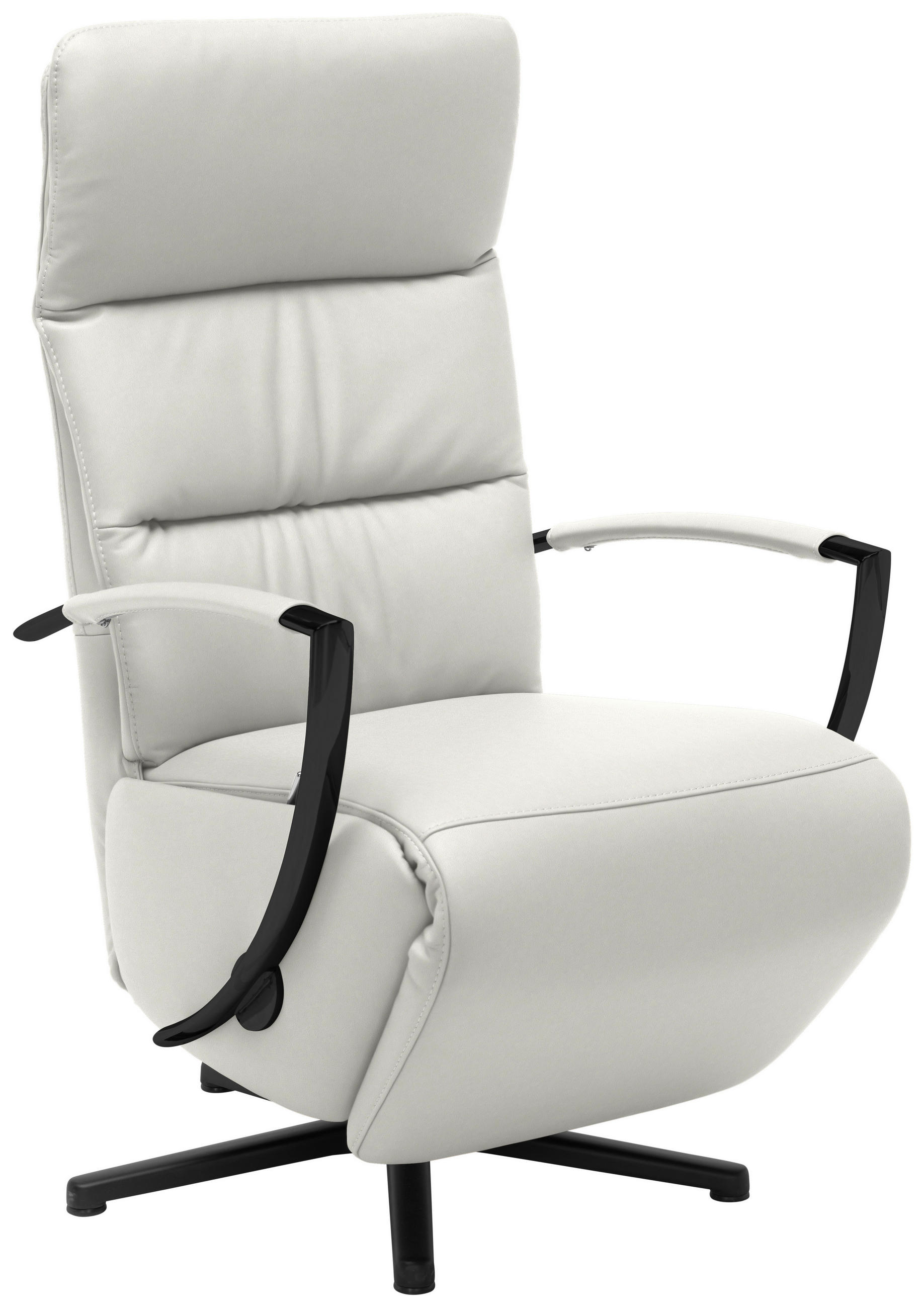 RELAXSESSEL in Leder Weiss  - Weiss/Schwarz, Design, Leder/Metall (64/112/80cm) - Cantus