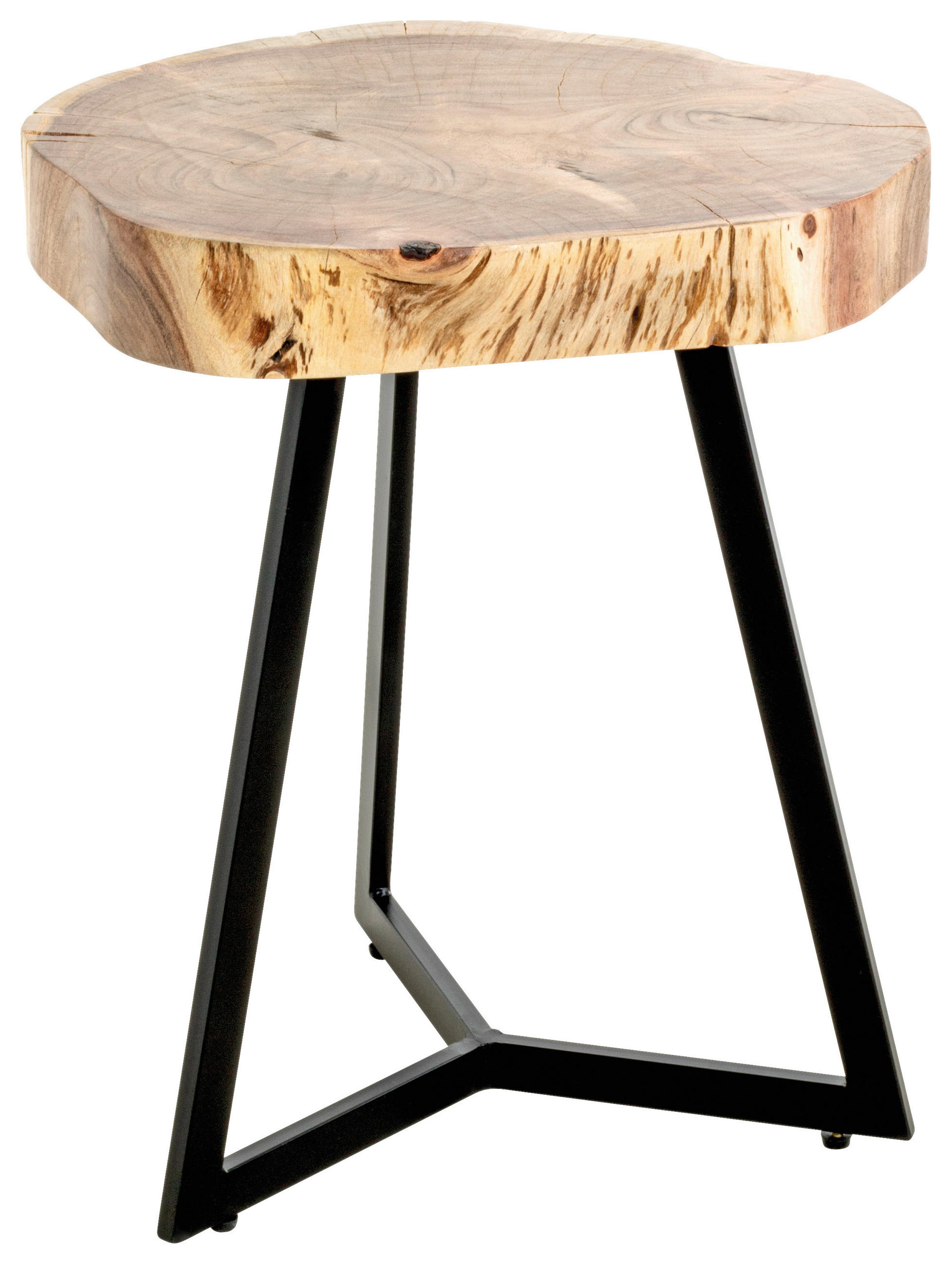 BEISTELLTISCH 50/50/45 cm Akazie massiv Schwarz, Akaziefarben rund  - Schwarz/Akaziefarben, Trend, Holz (50/50/45cm)