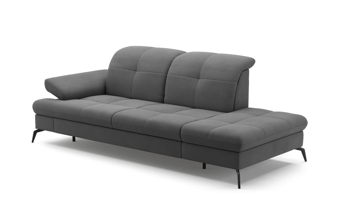 RÉCAMIERE in Flachgewebe Grau  - Schwarz/Grau, Konventionell, Textil/Metall (231/90/122cm) - Sit & More