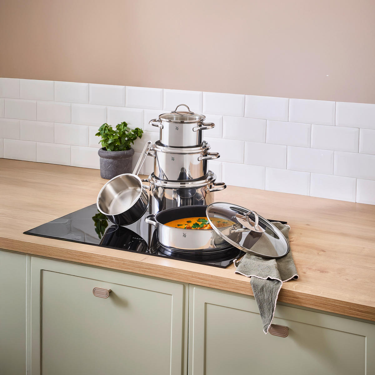 SET ŠERPI 5/1 Provence Plus  5 delova  - boja nerđajućeg čelika, Osnovno, staklo/metal - WMF