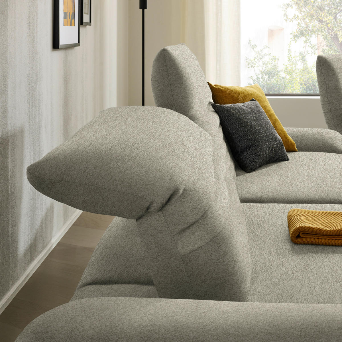 ECKSOFA  in Teddystoff Graubraun  170-195/280 cm  - Graubraun/Schwarz, Design, Textil/Metall (170-195/280cm) - Dieter Knoll