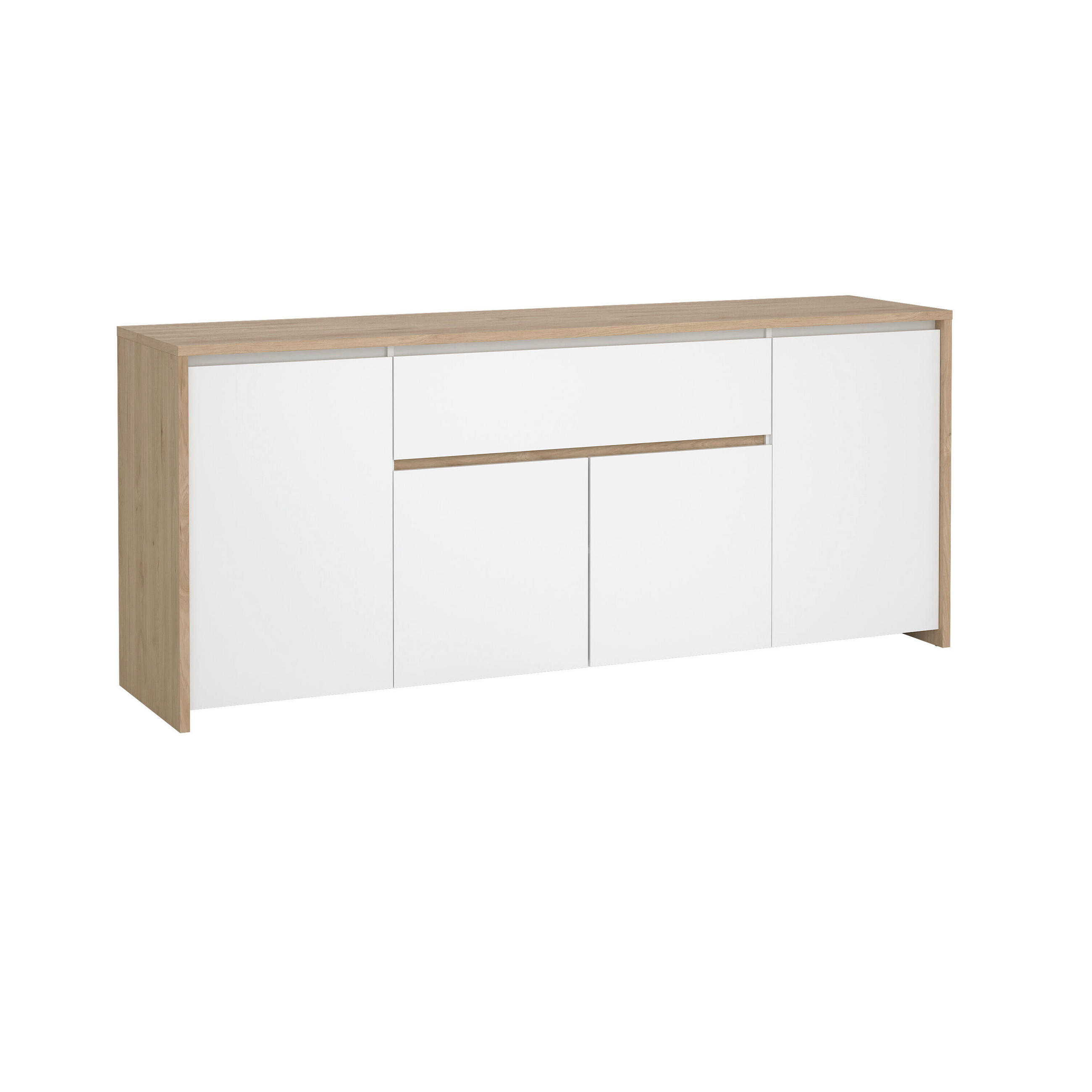 SIDEBOARD  197/84/48 cm 1 Schublade(n)  - Eichefarben/Weiß Hochglanz, KONVENTIONELL, Holzwerkstoff (197/84/48cm) - Boxxx