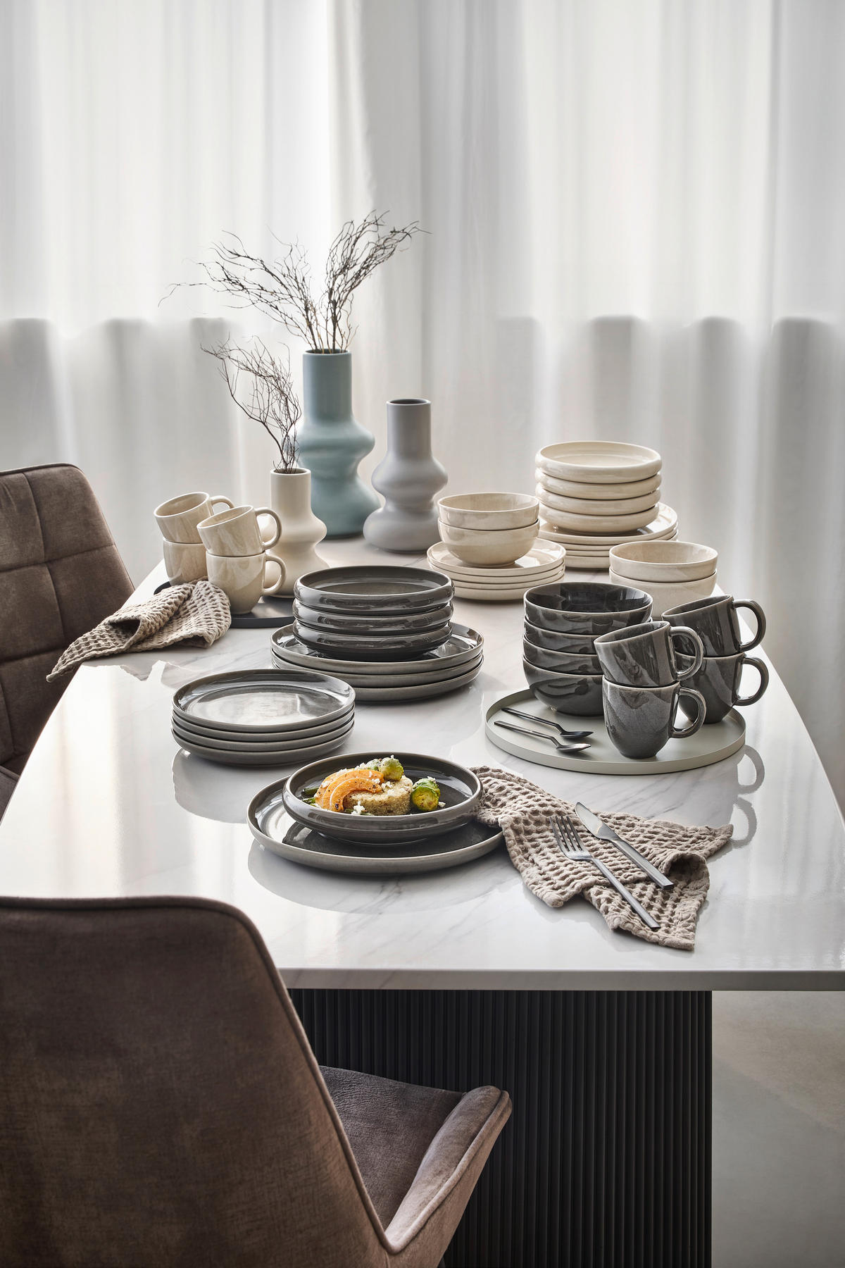 KOMBISERVICE Grau 20-teilig Canju  - Grau, LIFESTYLE, Keramik - Blomus