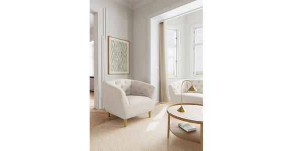 CHESTERFIELD-SESSEL Flachgewebe Beige  - Eichefarben/Beige, Trend, Holz/Textil (97/79/84cm) - Ambia Home