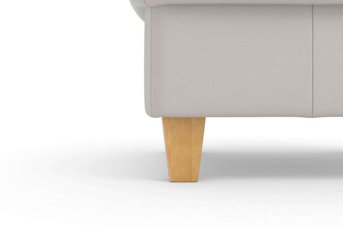 TABURETKA, koža, 58/48/58 cm - farba duba/svetlosivá, Basics, koža/drevo (58/48/58cm) - Sit & More