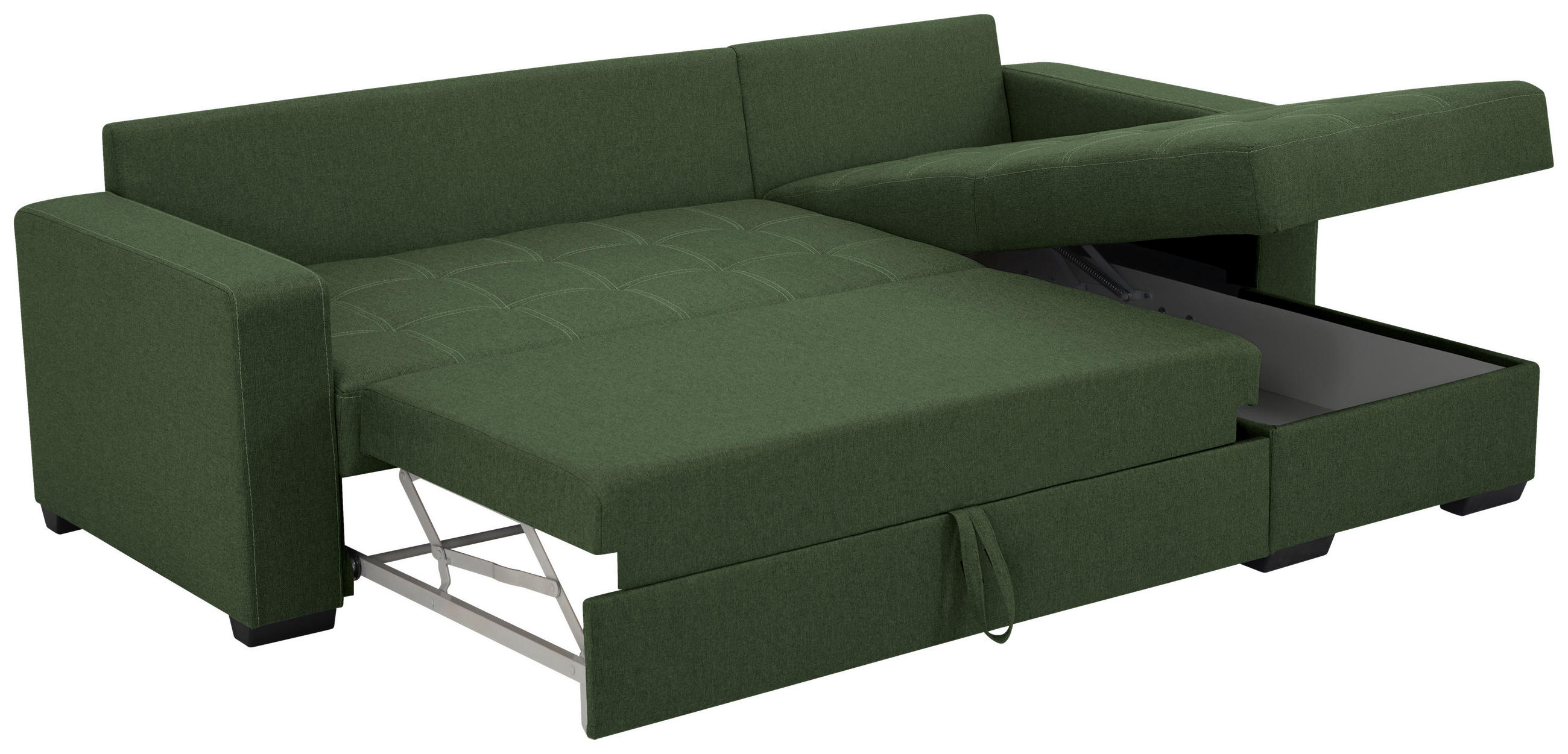 HÖRNBÄDDSOFFA i mikrofiber grön  - grön/svart, Design, textil/plast (240/160cm) - Livetastic