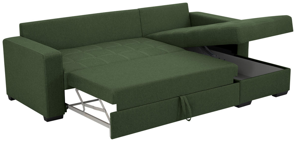 HÖRNBÄDDSOFFA i mikrofiber grön  - grön/svart, Design, textil/plast (240/160cm) - Livetastic