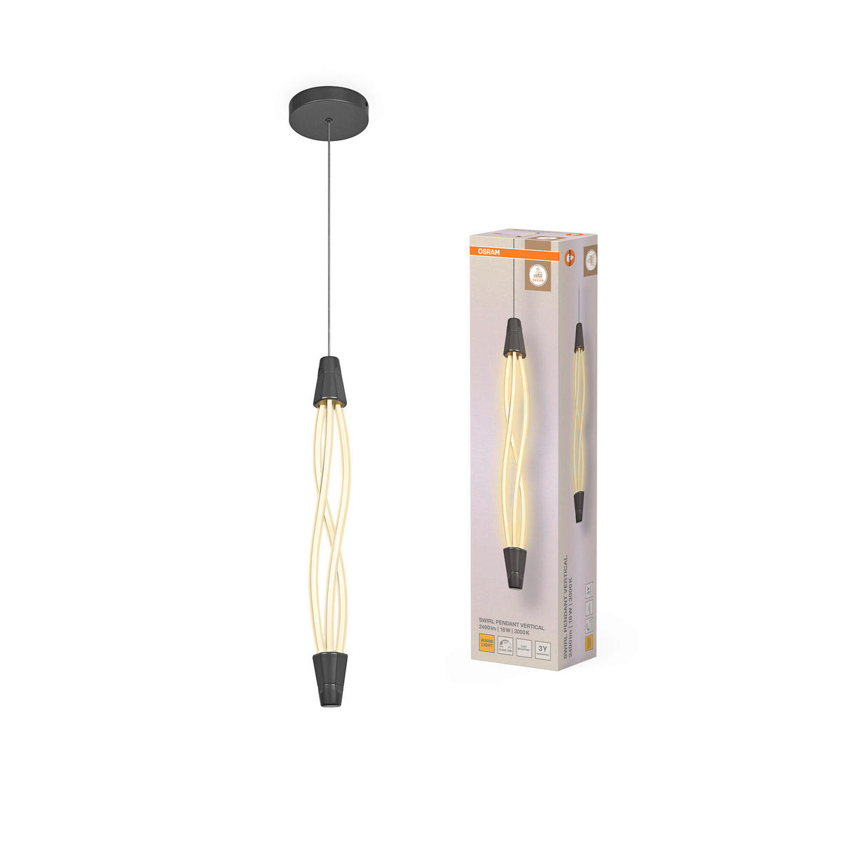 LED-HÄNGELEUCHTE 15/112 cm  - Dunkelgrau, Design, Kunststoff (15/112cm) - Osram