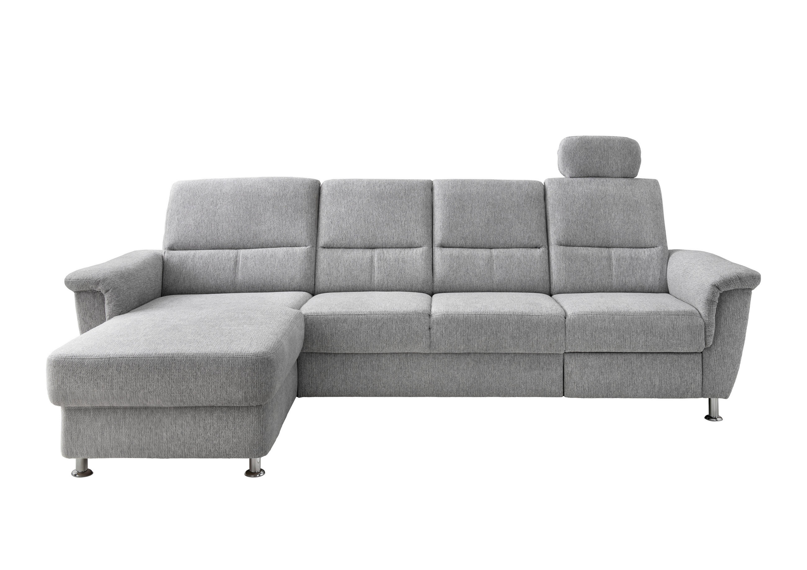 ECKSOFA Silberfarben Chenille  - Chromfarben/Silberfarben, KONVENTIONELL, Textil/Metall (165/292cm) - Livetastic