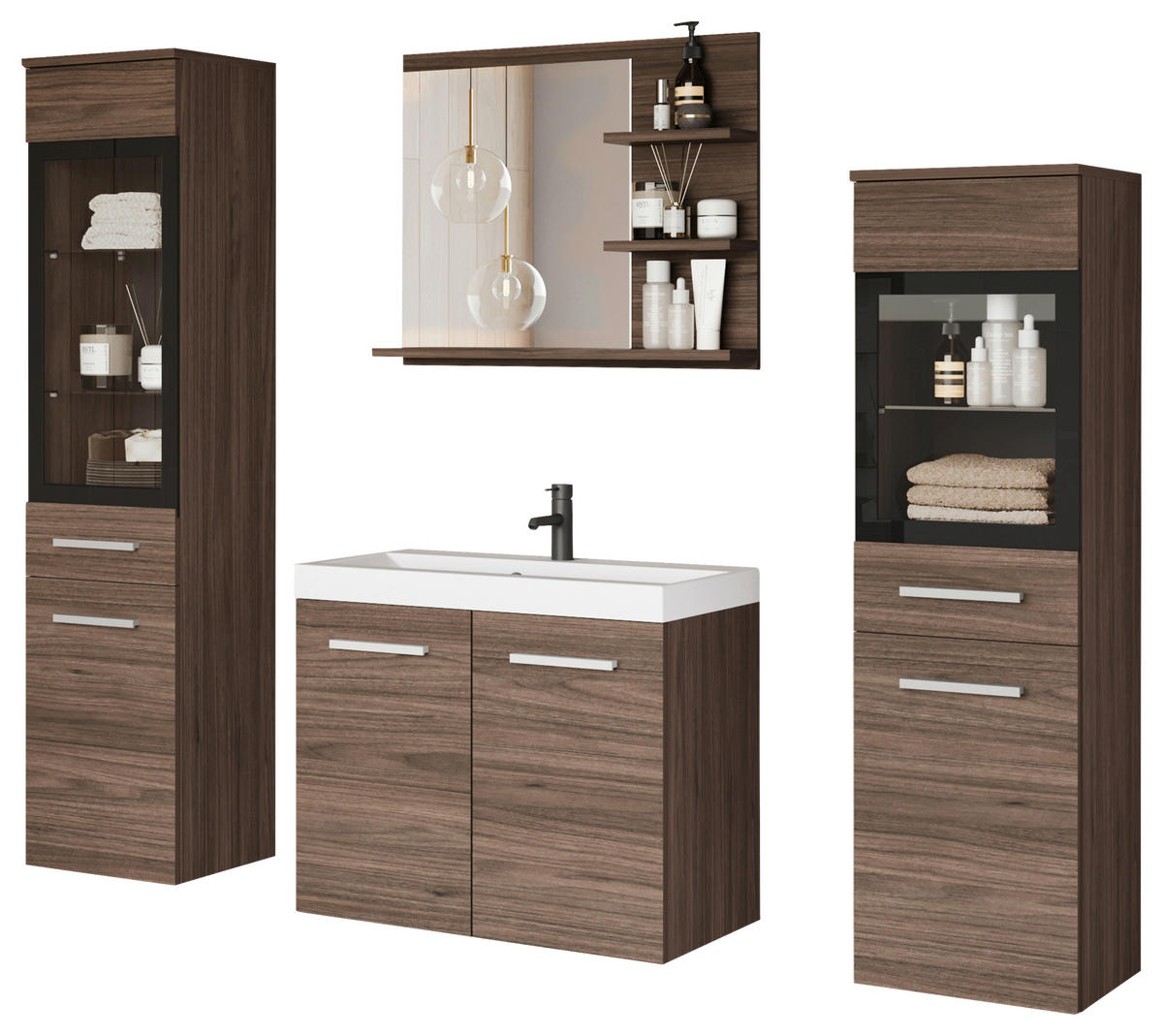 KOUPELNA barvy ořechu  - bílá/barvy ořechu, Lifestyle, kompozitní dřevo/plast (120,4/131,5/34,5cm) - P & B