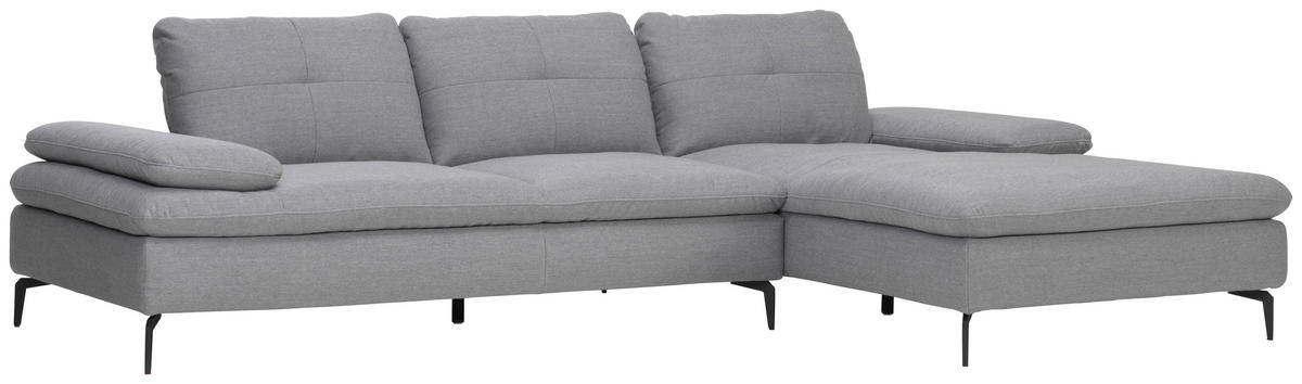 ECKSOFA in Webstoff Hellgrau  - Hellgrau/Schwarz, Design, Textil/Metall (301/179cm) - Chilliano