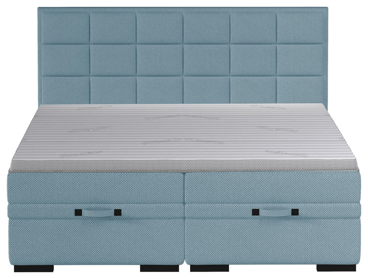 BOXSPRINGBETT 180/200 cm  in Blau  - Blau/Schwarz, Konventionell, Kunststoff/Textil (180/200cm) - home24