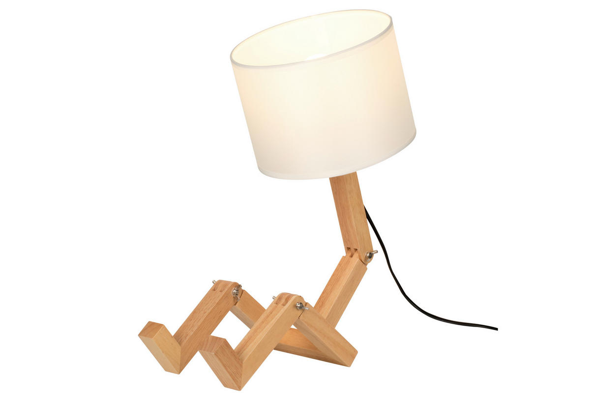 STOLNÁ LAMPA, E27, 42/22/47 cm - farba duba/béžová, Lifestyle, drevo/textil (42/22/47cm) - Marama