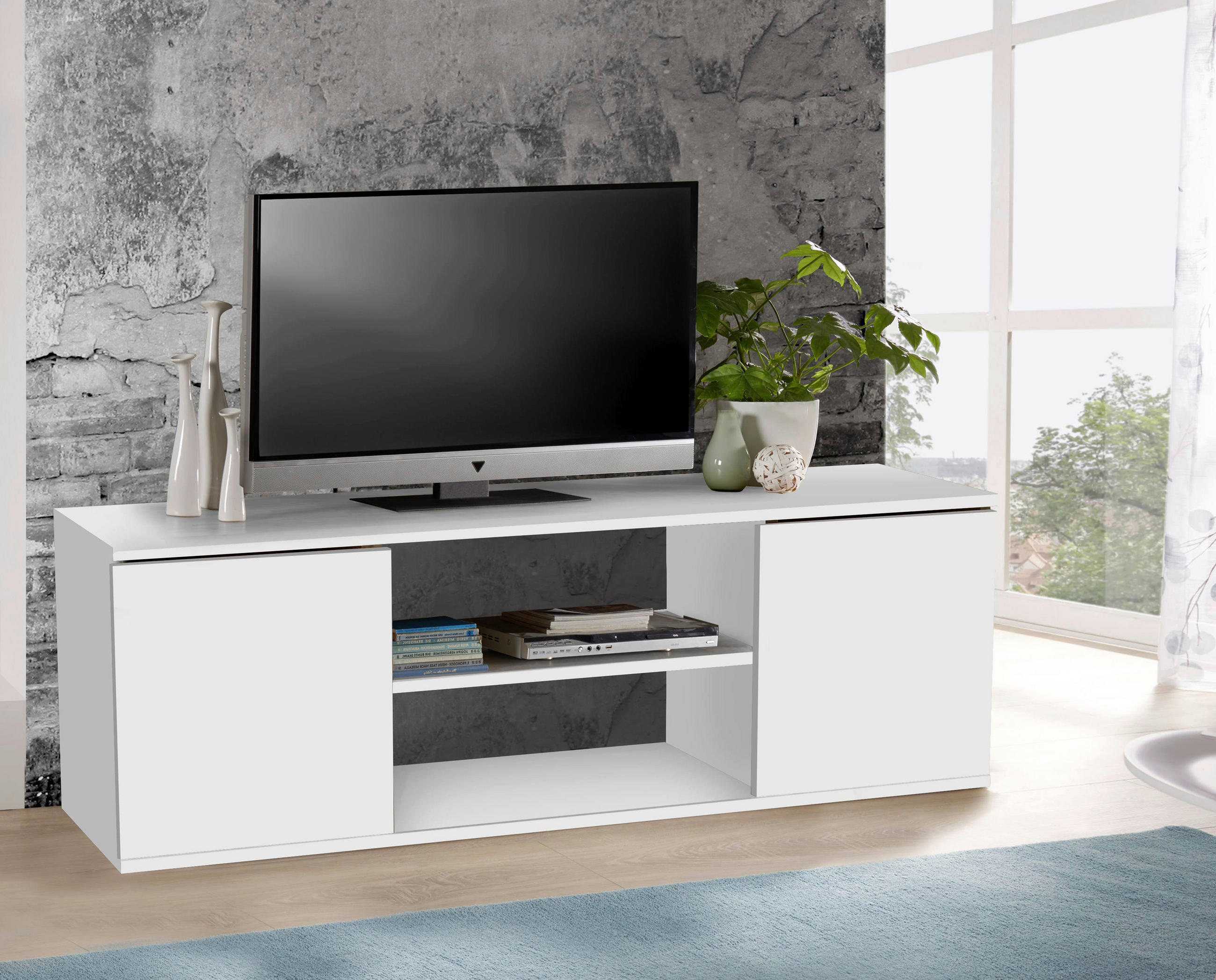 COMODĂ TV 120/40/34 cm  - alb, Modern, material pe bază de lemn (120/40/34cm) - Carryhome