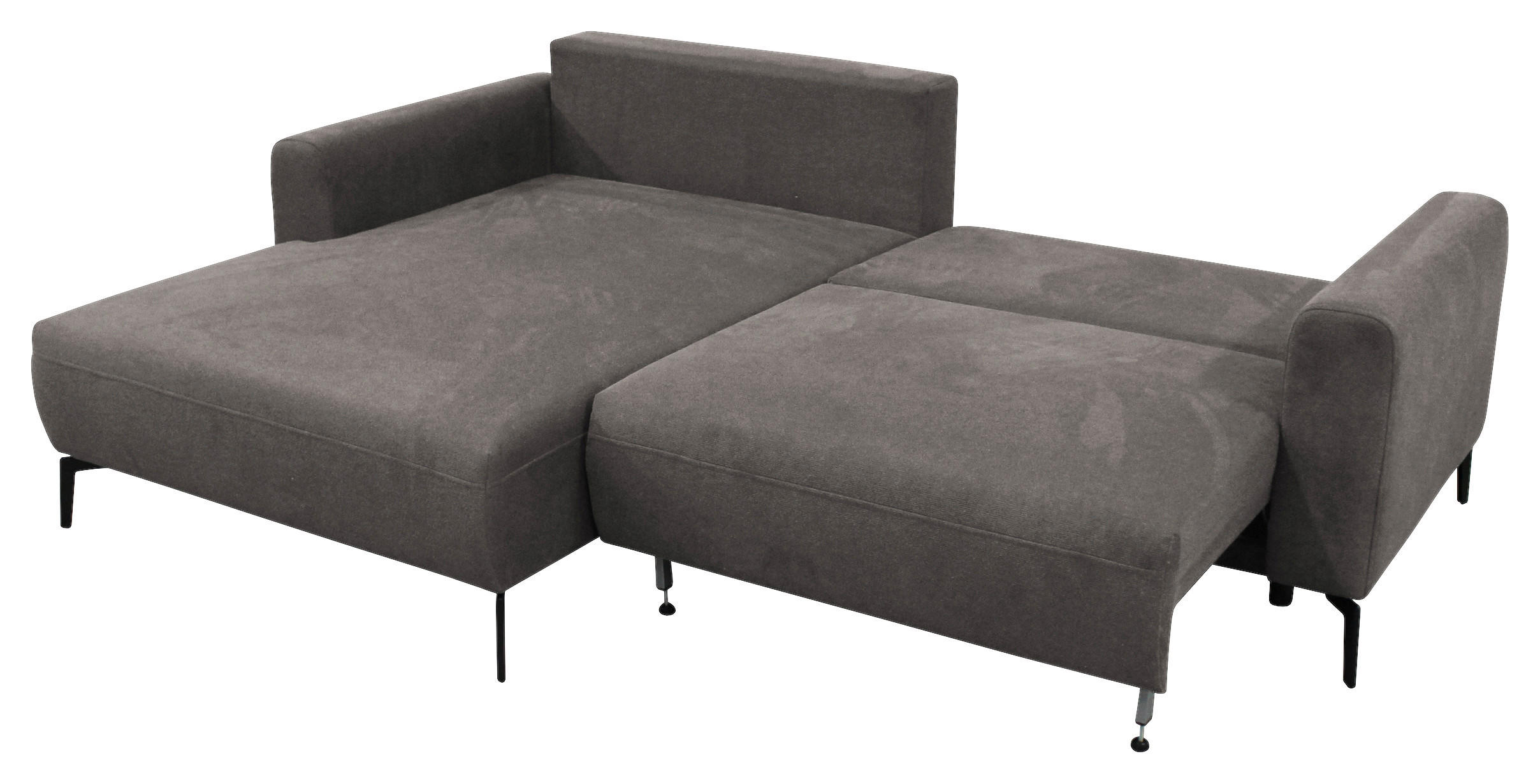 ECKSOFA in Flachgewebe Braun  163/240 cm  - Schwarz/Braun, Design, Textil/Metall (163/240cm) - MID.YOU