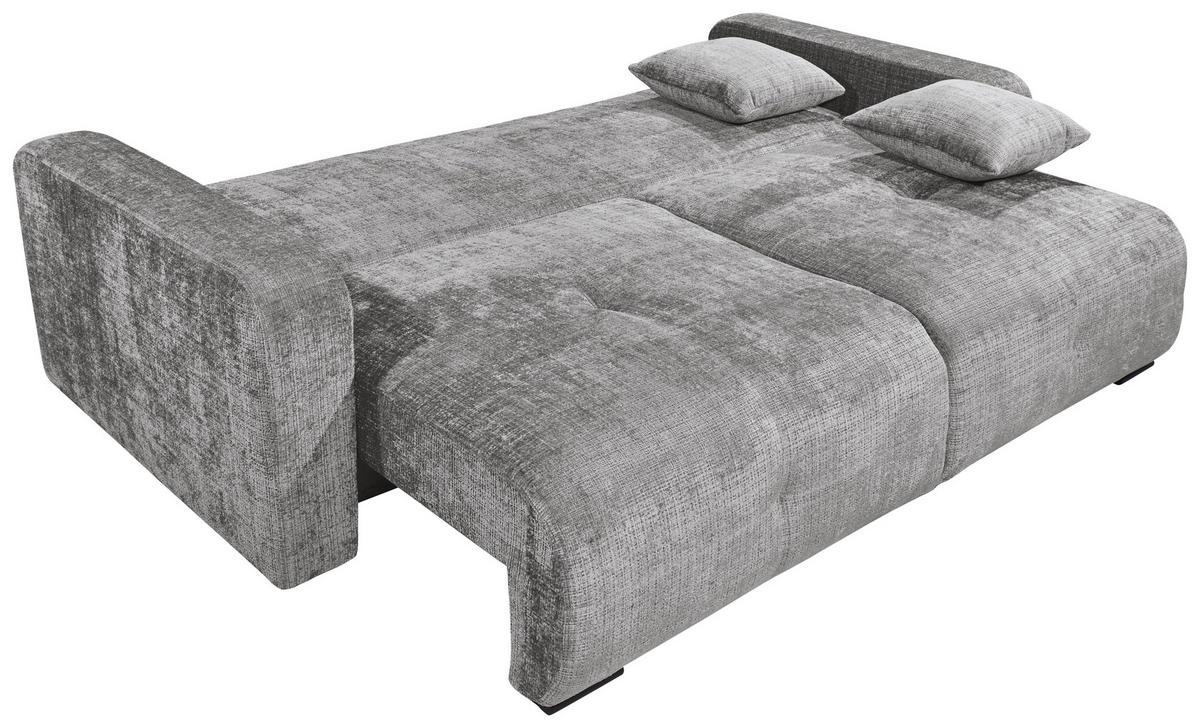 SCHLAFSOFA  mit Schlafen auf Sitzhöhe, Rücken echt, Armteil links, Armteil rechts Chenille Grau  - Schwarz/Grau, KONVENTIONELL, Kunststoff/Textil (235/88/120cm) - MID.YOU