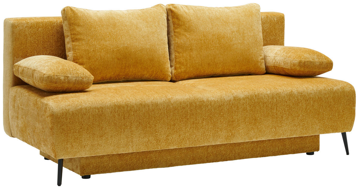 SCHLAFSOFA  mit Liegefunktion, Rücken echt, Stoffauswahl Webstoff Gelb  - Gelb/Schwarz, Design, Kunststoff/Textil (200/90/100cm) - Ti'me