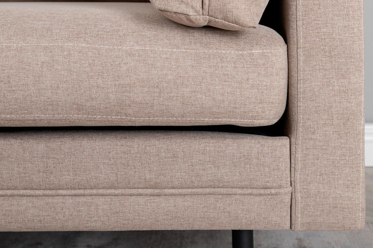 2-SITS SOFFA i metall, textil svart, ljusbrun  - brun/ljusbrun, Design, metall/textil (203/84/90cm) - Livetastic