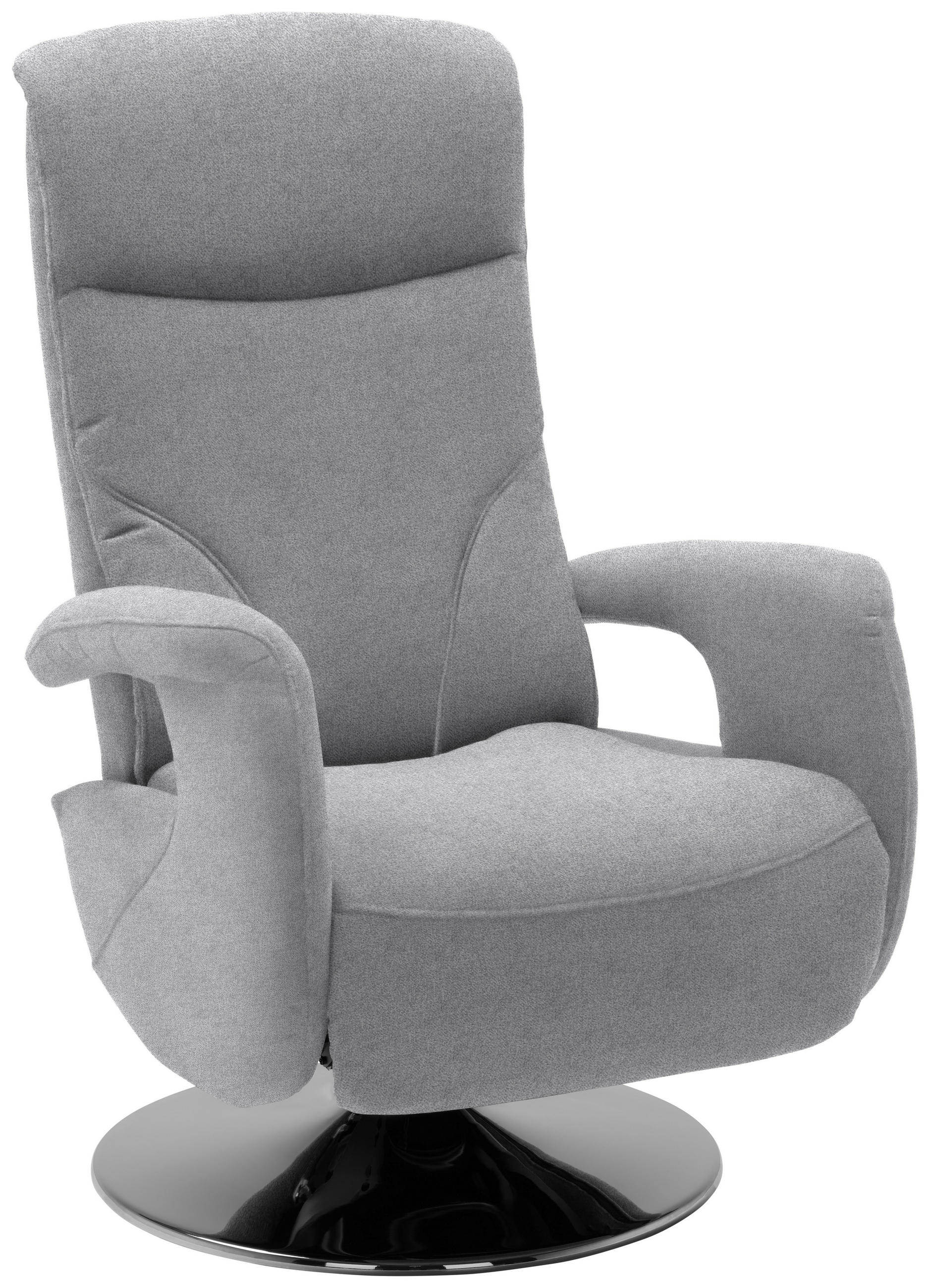 RELAXSESSEL Chenille, Mikrofaser Relaxfunktion, Kopfteilverstellung    - Chromfarben/Hellgrau, Design, Textil/Metall (71/110/83cm) - Dieter Knoll