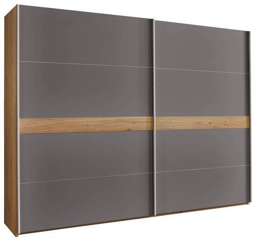 SCHWEBETÜRENSCHRANK  in Eichefarben, Dunkelgrau  - Eichefarben/Dunkelgrau, Design, Holz/Holzwerkstoff (270,6/230,4/68cm) - Novel