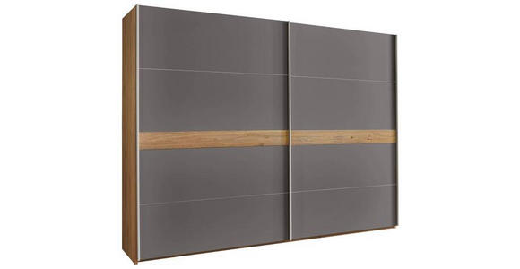 SCHWEBETÜRENSCHRANK in Eichefarben, Dunkelgrau - Eichefarben/Dunkelgrau, Design, Holz/Holzwerkstoff (270,6/230,4/68cm) - Novel
