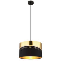 HÄNGLAMPA 35/120 cm  - svart/guldfärgad, Klassisk, metall/textil (35/120cm) - Globo