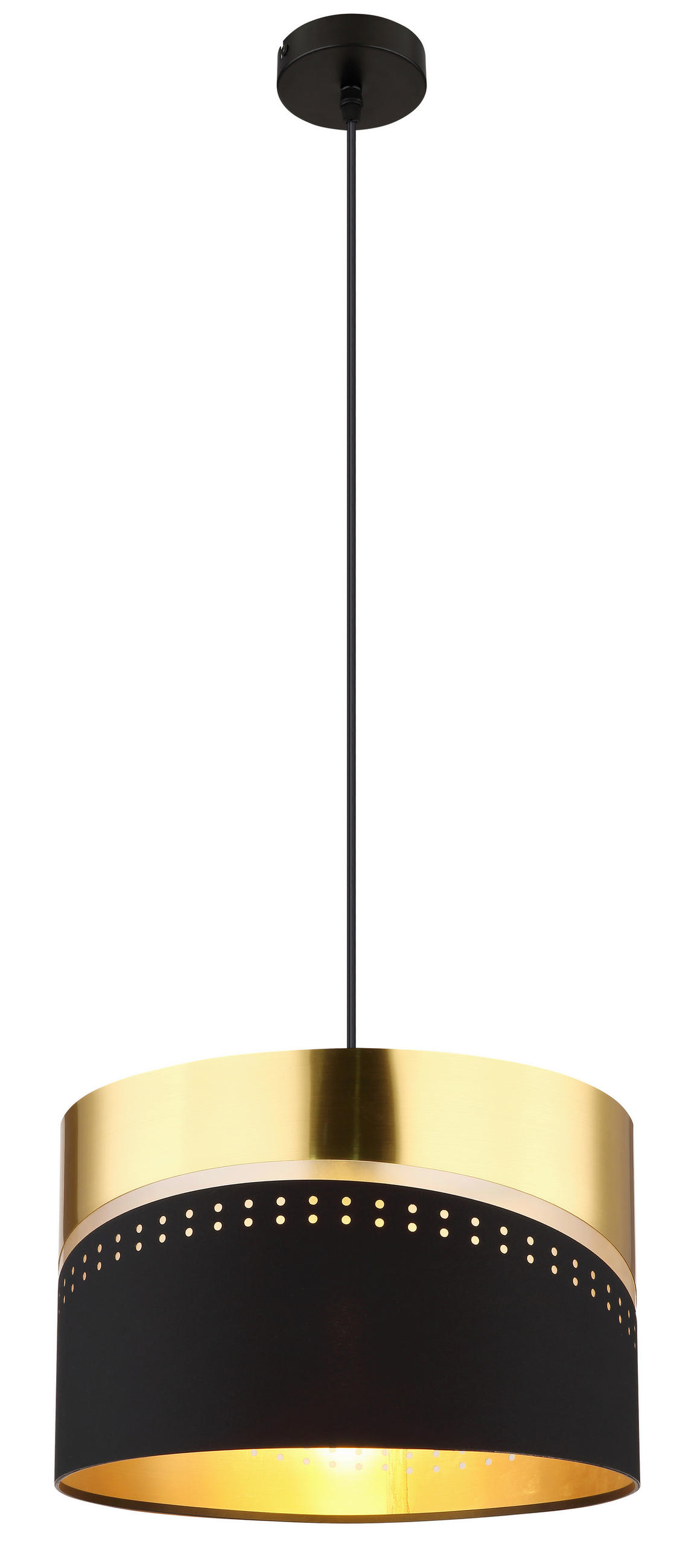 HÄNGLAMPA 35/120 cm  - svart/guldfärgad, Klassisk, metall/textil (35/120cm) - Globo