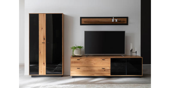 WOHNWAND  in Anthrazit, Eichefarben  319/190/50 cm  - Eichefarben/Anthrazit, Natur, Glas/Holz (319/190/50cm) - Linea Natura