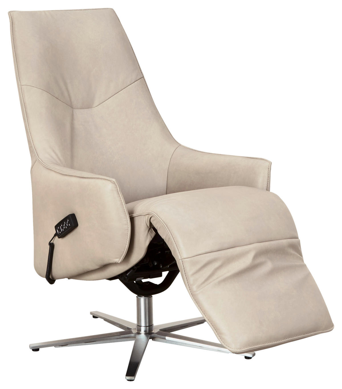 RELAXSESSEL Echtleder Relaxfunktion, Fußteilverstellung    - Edelstahlfarben/Creme, Design, Leder/Metall (70/120/88cm) - Himolla