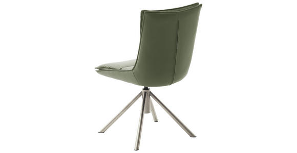 STUHL drehbar beschichtet Edelstahlfarben, Olivgrün - Edelstahlfarben/Olivgrün, Design, Textil/Metall (49/90/65cm) - Novel
