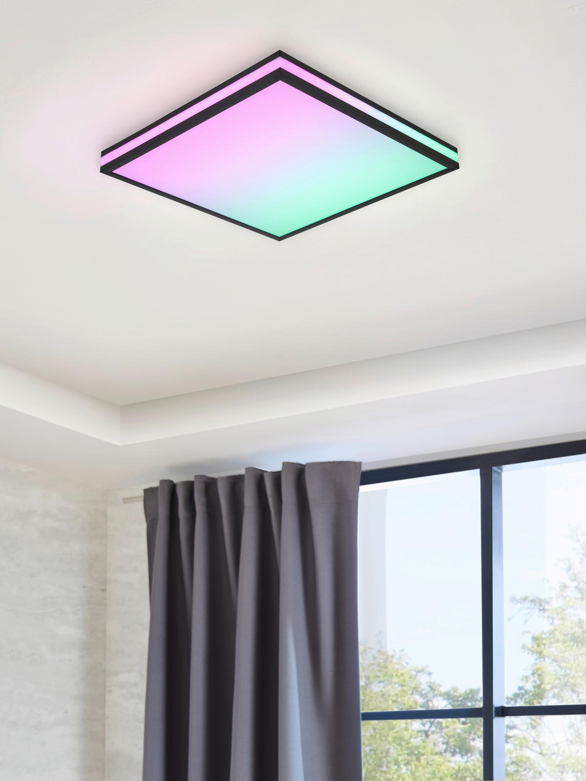 STROPNÉ LED SVIETIDLO, 45/45/7,5 cm - čierna/biela, Lifestyle, kov/plast (45/45/7,5cm) - Novel
