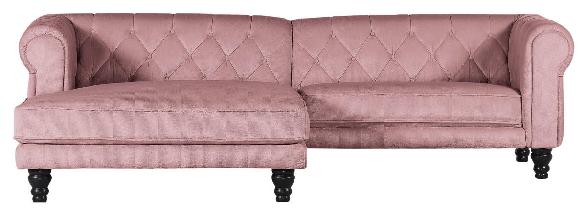 ECKSOFA in Plüsch Rosa  160/260 cm  - Dunkelbraun/Rosa, Design, Holz/Textil (160/260cm) - MID.YOU
