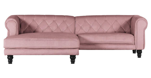 ECKSOFA Rosa Plüsch  - Dunkelbraun/Rosa, Design, Holz/Textil (160/260cm) - Carryhome