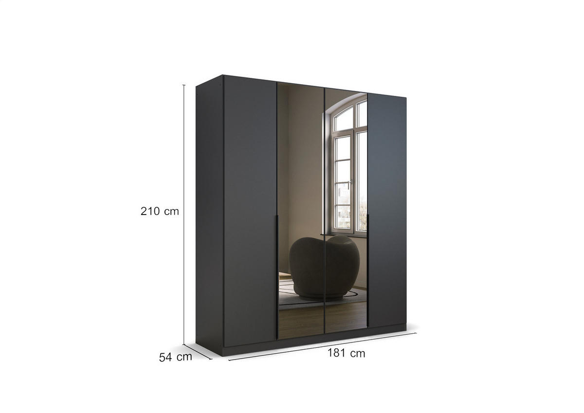 DREHTÜRENSCHRANK in Grau  - Grau, Modern, Holzwerkstoff/Metall (181/210/54cm) - Rauch Möbel