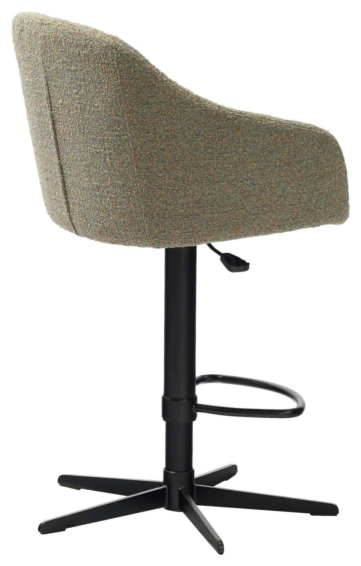 BARHOCKER Webstoff Grün, Schwarz Eisen Sitzfläche 360° drehbar, inklusive Armlehnen  - Schwarz/Grün, Design, Textil/Metall (54,5/88-108/53,5cm) - Cassando